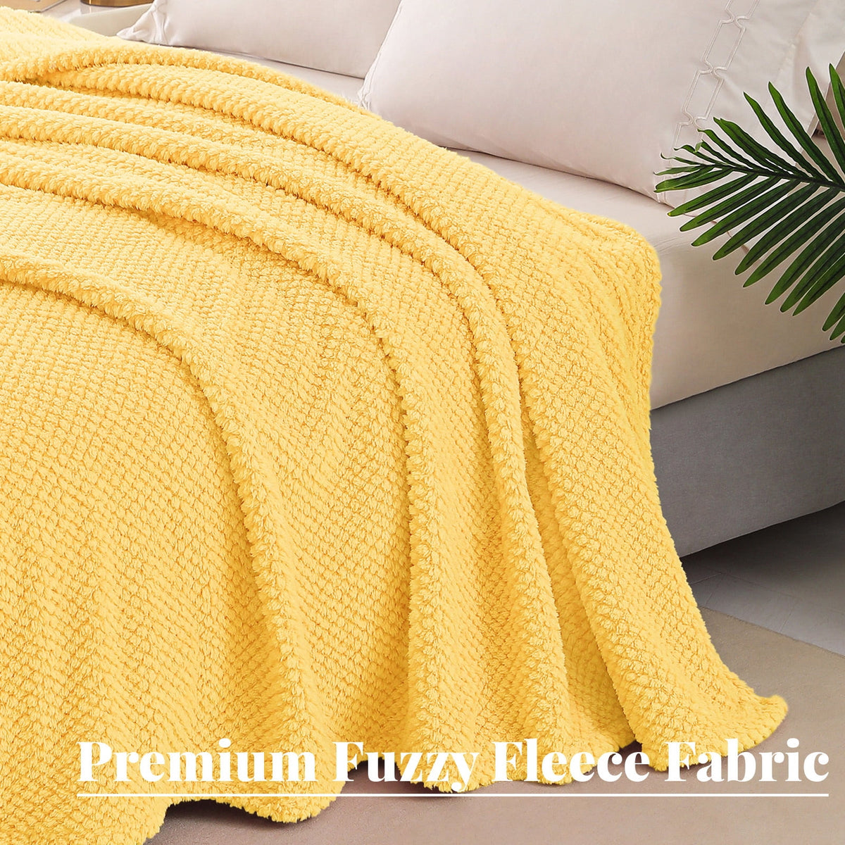 Whale Flotilla Fuzzy Fleece 50"x70" Throw Blanket for Couch, Fluffy Warm Soft Jacquard Blankets for All Seasons, Lightweight and Cozy, Yellow