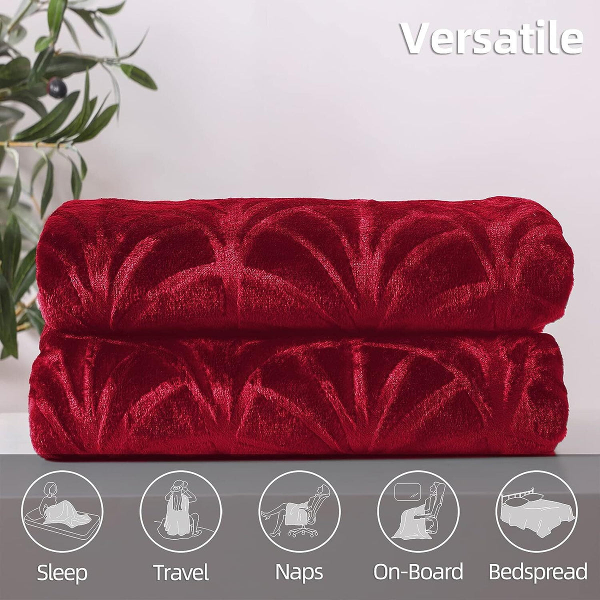 Whale Flotilla Flannel Fleece 90x104 Inch King Size Blanket for Bed, Soft Fluffy Velvet Bedspread Coverlet with Decorative Vintage Pattern for All Season, Warm and Lightweight, Red
