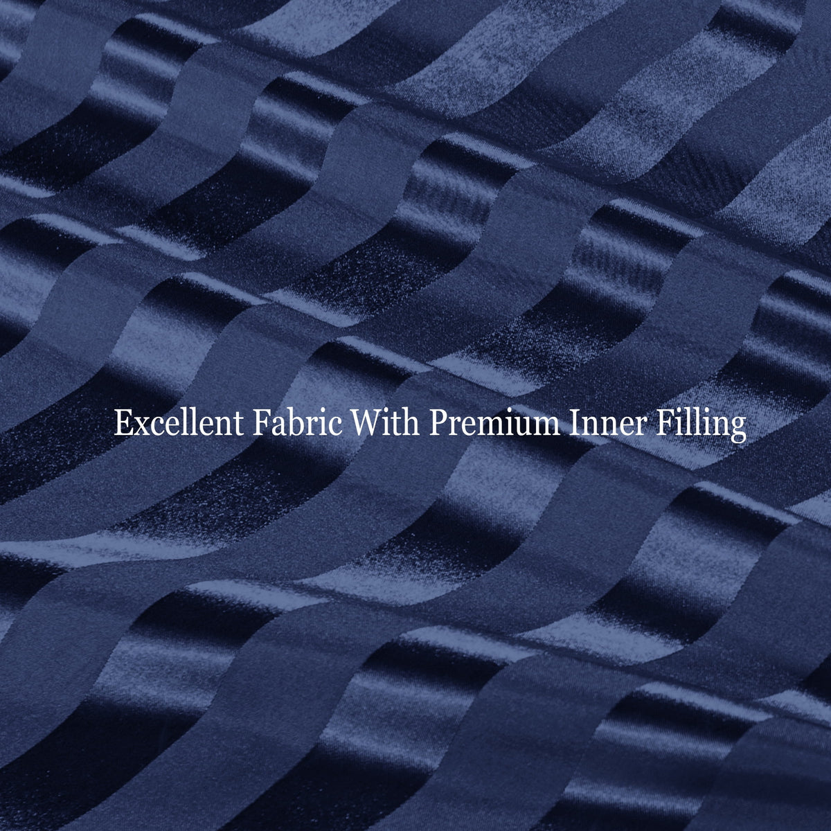 Whale Flotilla King Comforter Set 3-Piece Navy Satin Stripe Bedding, Lightweight All-Season Reversible Soft Bedding Set with 2 Pillowcases