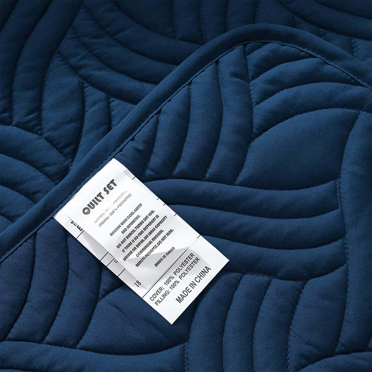 Whale Flotilla Quilt Set Twin Size, Soft Microfiber Lightweight Bedspread Coverlet Bed Cover (Wave Pattern) for All Seasons, Navy, 3 Pieces (Includes 1 Quilt, 2 Shams)