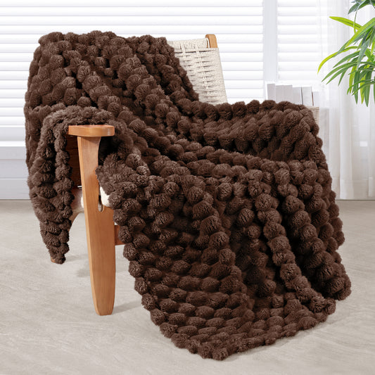 Whale Flotilla Throw Blanket for Couch with Expanded 3D-Jacquard Pattern, Fuzzy Soft Cozy Exquisite Blankets or All Season, Warm and Fluffy, 50x60 Inch,Coffee