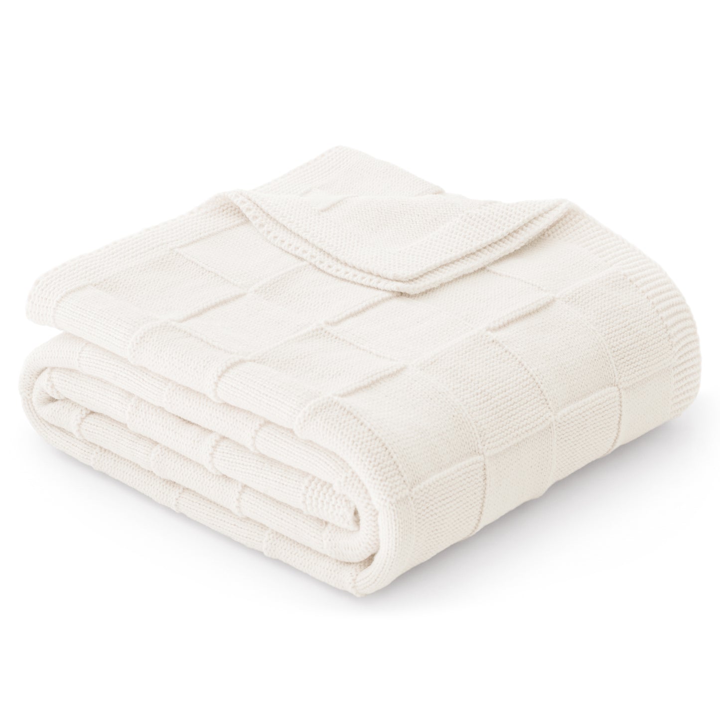 Whale Flotilla Knit Throw Blanket for Couch, Soft Fuzzy Decorative Knitted Blanket for Sofa Bed, Lightweight Cozy Warm Throws, 60x80 Inch, White