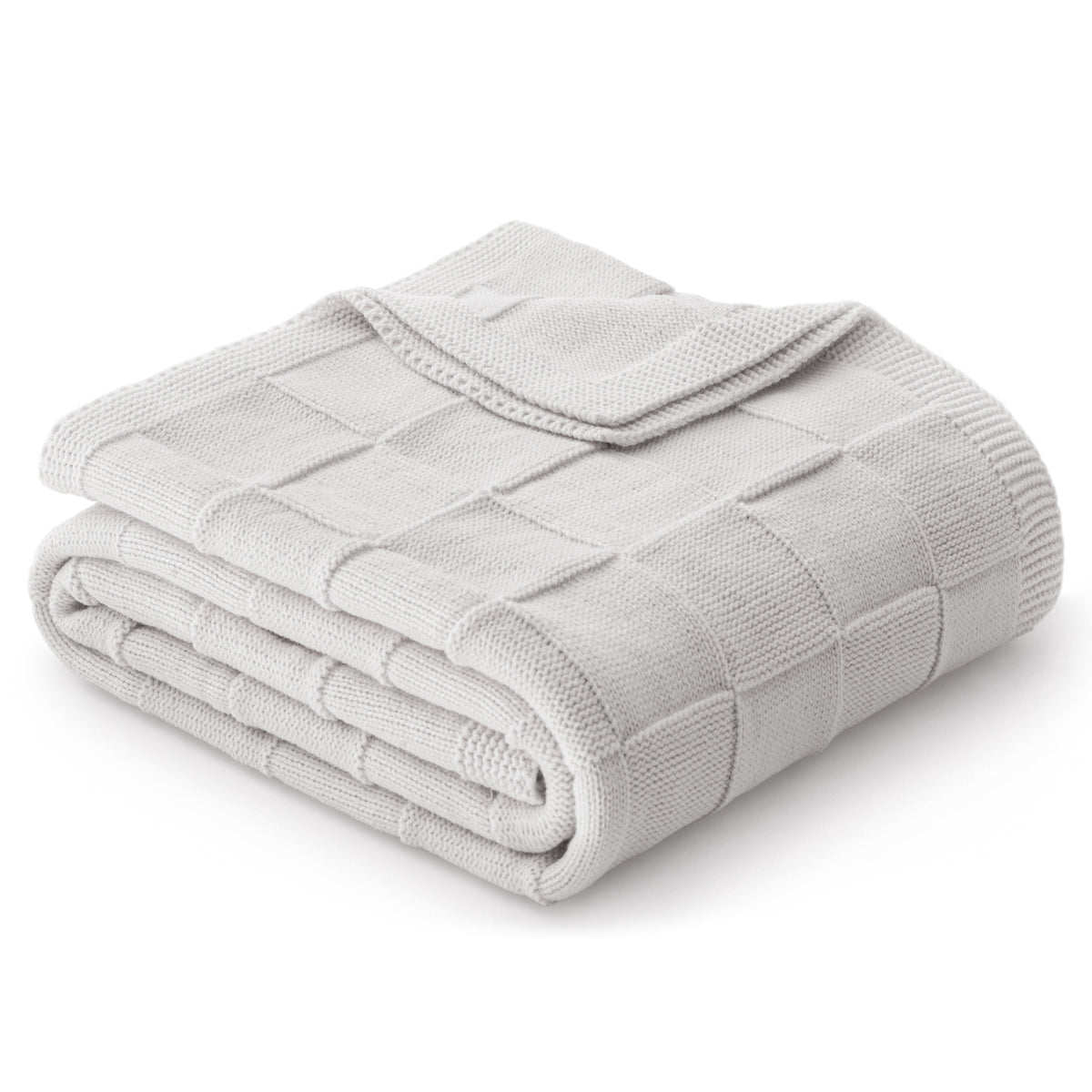 Whale Flotilla Knit Throw Blanket for Couch, Soft Fuzzy Decorative Knitted Blanket for Sofa Bed, Lightweight Cozy Warm Throws, 60x80 Inch, Light Grey