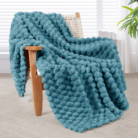 Whale Flotilla Throw Blanket for Couch with Expanded 3D-Jacquard Pattern, Fuzzy Soft Cozy Exquisite Blankets or All Season, Warm and Fluffy, 50x60 Inch,Slate Blue