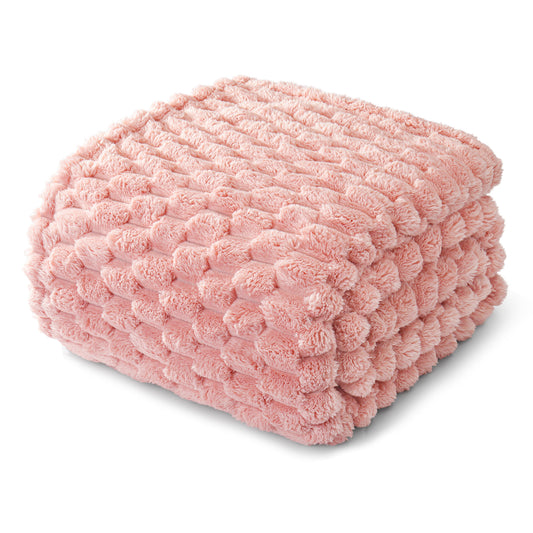 Whale Flotilla Twin Size Blanket for Bed with Expanded 3D-Jacquard Pattern, Fuzzy Soft Cozy Exquisite Blankets or All Season, Warm and Fluffy, 60x80 Inch, Pink