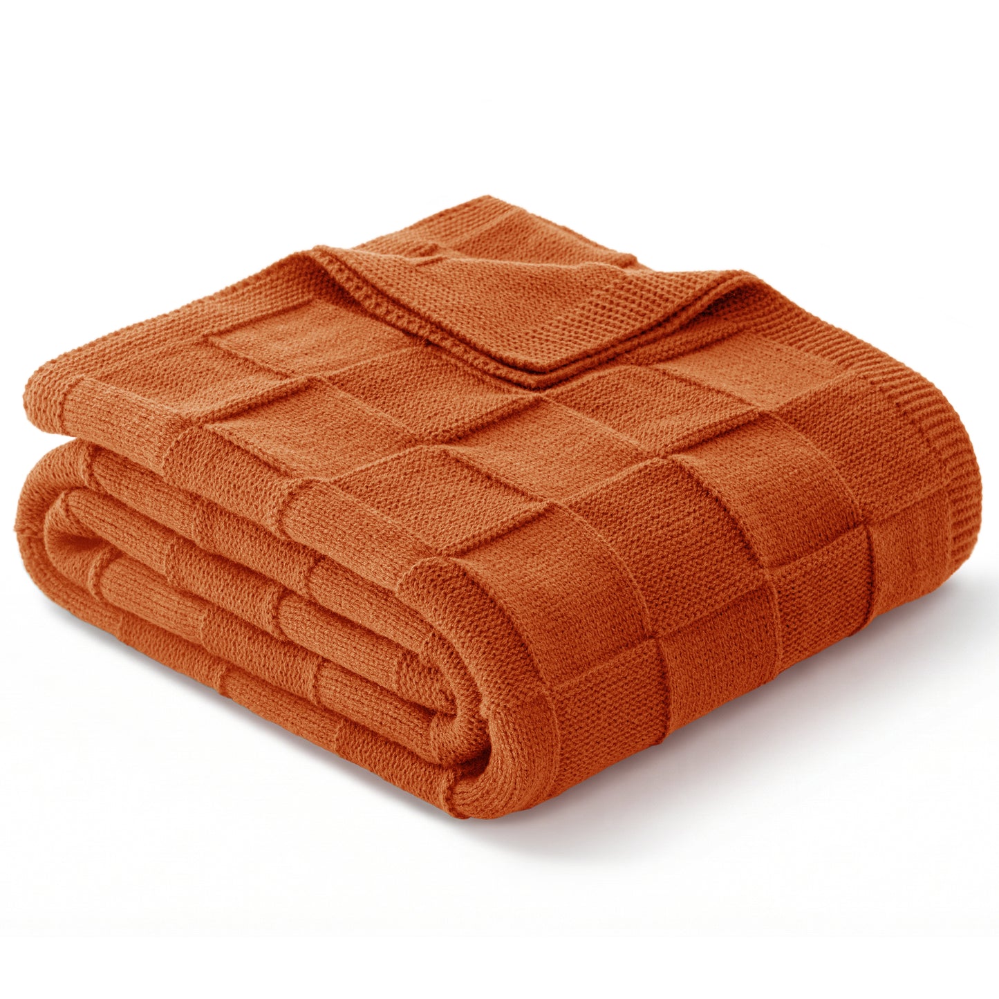 Whale Flotilla Knit Throw Blanket for Couch, Soft Fuzzy Decorative Knitted Blanket for Sofa Bed, Lightweight Cozy Warm Throws, 60x80 Inch, Burnt Orange