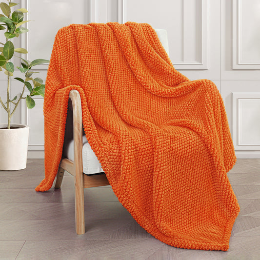 Whale Flotilla Fuzzy Fleece 50"x70" Throw Blanket for Couch, Fluffy Warm Soft Jacquard Blankets for Fall Winter, Lightweight and Cozy, Burnt Orange