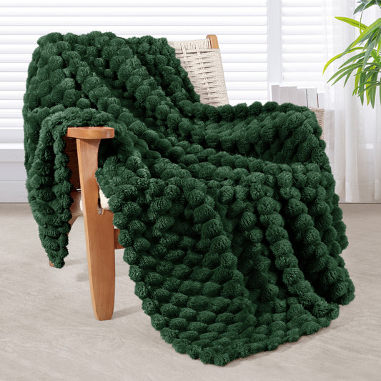 Whale Flotilla Throw Blanket for Couch with Expanded 3D-Jacquard Pattern, Fuzzy Soft Cozy Exquisite Blankets or All Season, Warm and Fluffy, 50x60 Inch,Emerald Gr