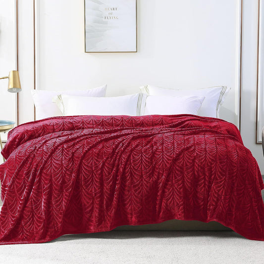Whale Flotilla Flannel Fleece Twin Size Blanket for Bed, Soft Fluffy Velvet Bedspread Coverlet with Decorative Vintage Pattern for All Season, Warm and Lightweight, 60x80 Inch, Red