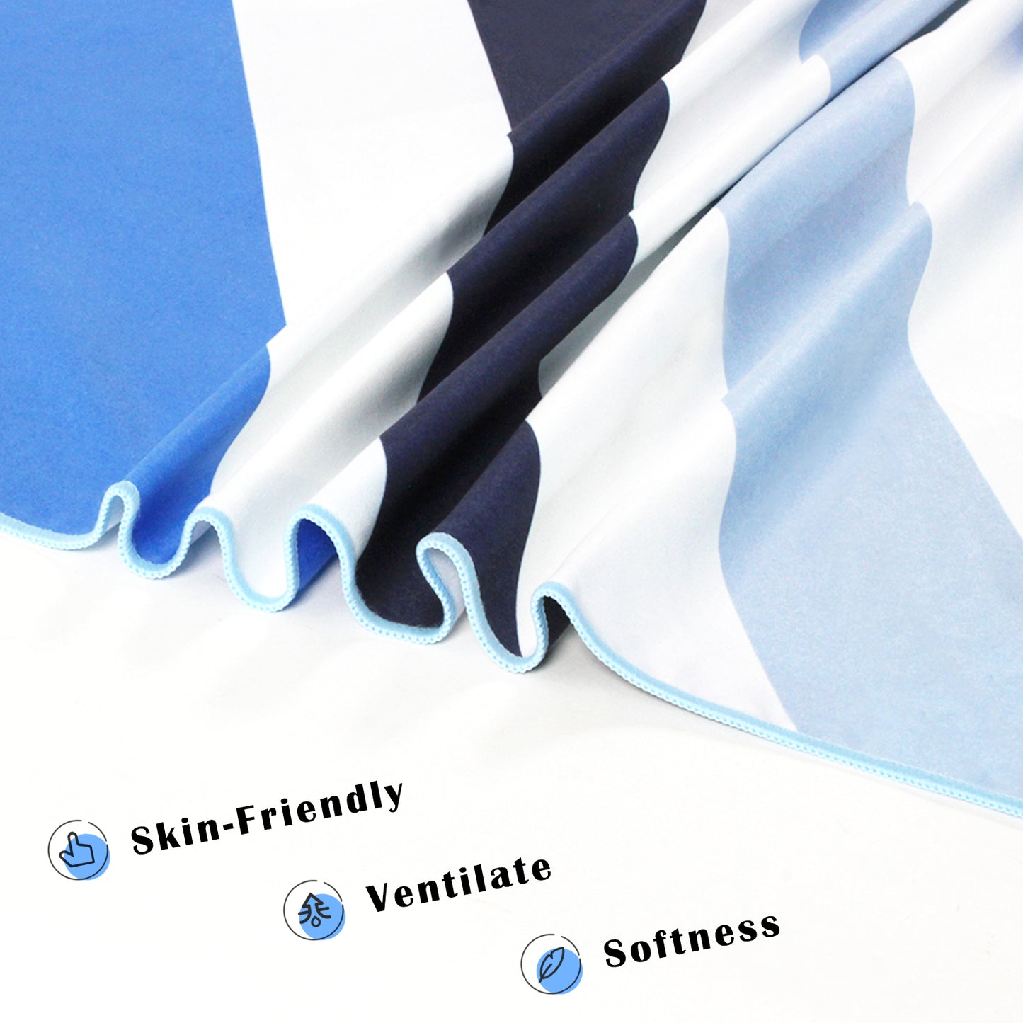 Whale Flotilla Large 35"x70" Quick Dry Beach Towel, Microfiber Sand Free Beach Towels, Super Absorbent Compact Pool Travel Towel, Blue