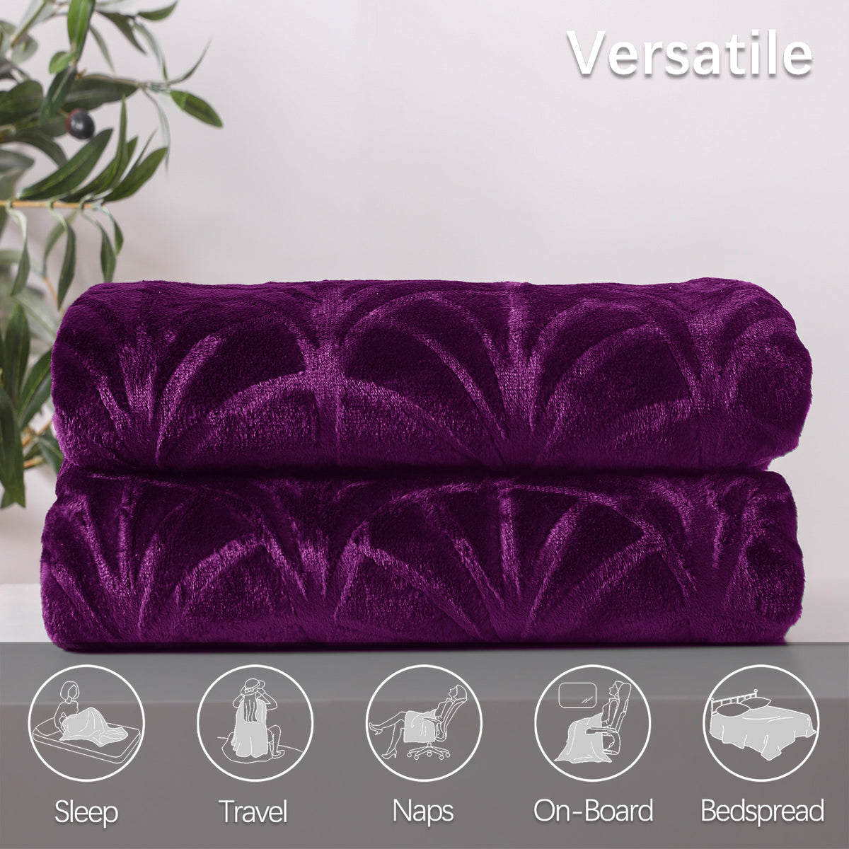 Whale Flotilla Fleece Throw Blanket for Couch, Soft Fluffy Sofa Bed Blanket with Vintage Pattern for All Season, Warm and Lightweight, 50x60 Inch, Purple