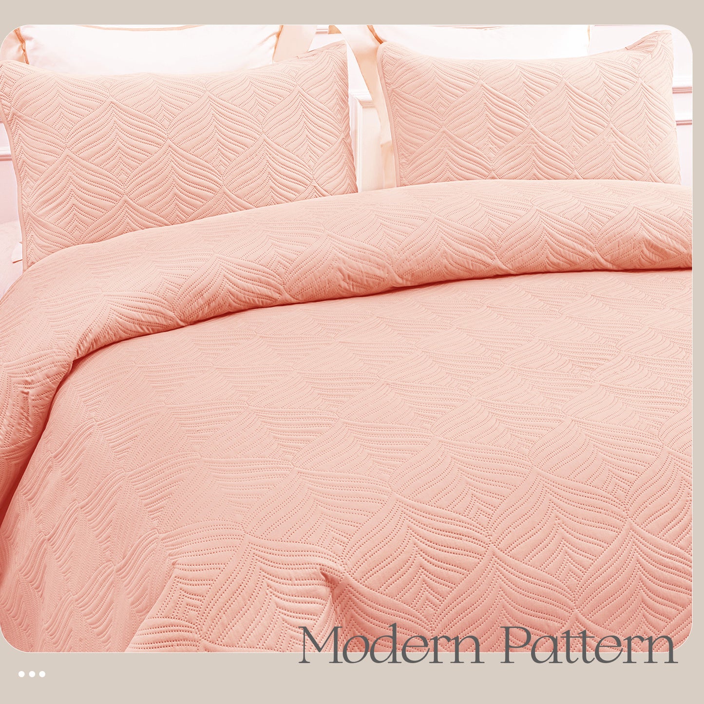 Whale Flotilla 2-Piece Twin Size Quilt Set, Soft Ultrasonic Embossed Bedding Set, Lightweight Bedspread Coverlet with Vintage Pattern, Reversible Bed Cover for All Seasons, Vintage Blush Pink
