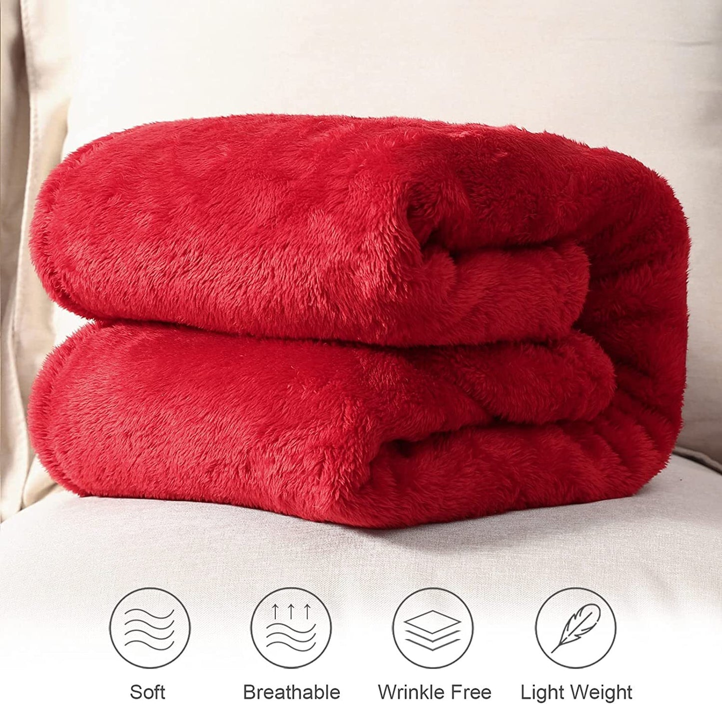 Whale Flotilla Fuzzy Faux Fur Throw Blanket for Couch, Soft Warm Fluffy Fleece Blanket for Bed/Sofa/Camping/Travel, Extra Large and Lightweight, 50x70 Inch, Orangish Red