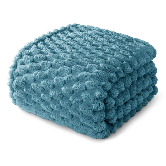 Whale Flotilla Twin Size Blanket for Bed with Expanded 3D-Jacquard Pattern, Fuzzy Soft Cozy Exquisite Blankets or All Season, Warm and Fluffy, 60x80 Inch, Slate Blue