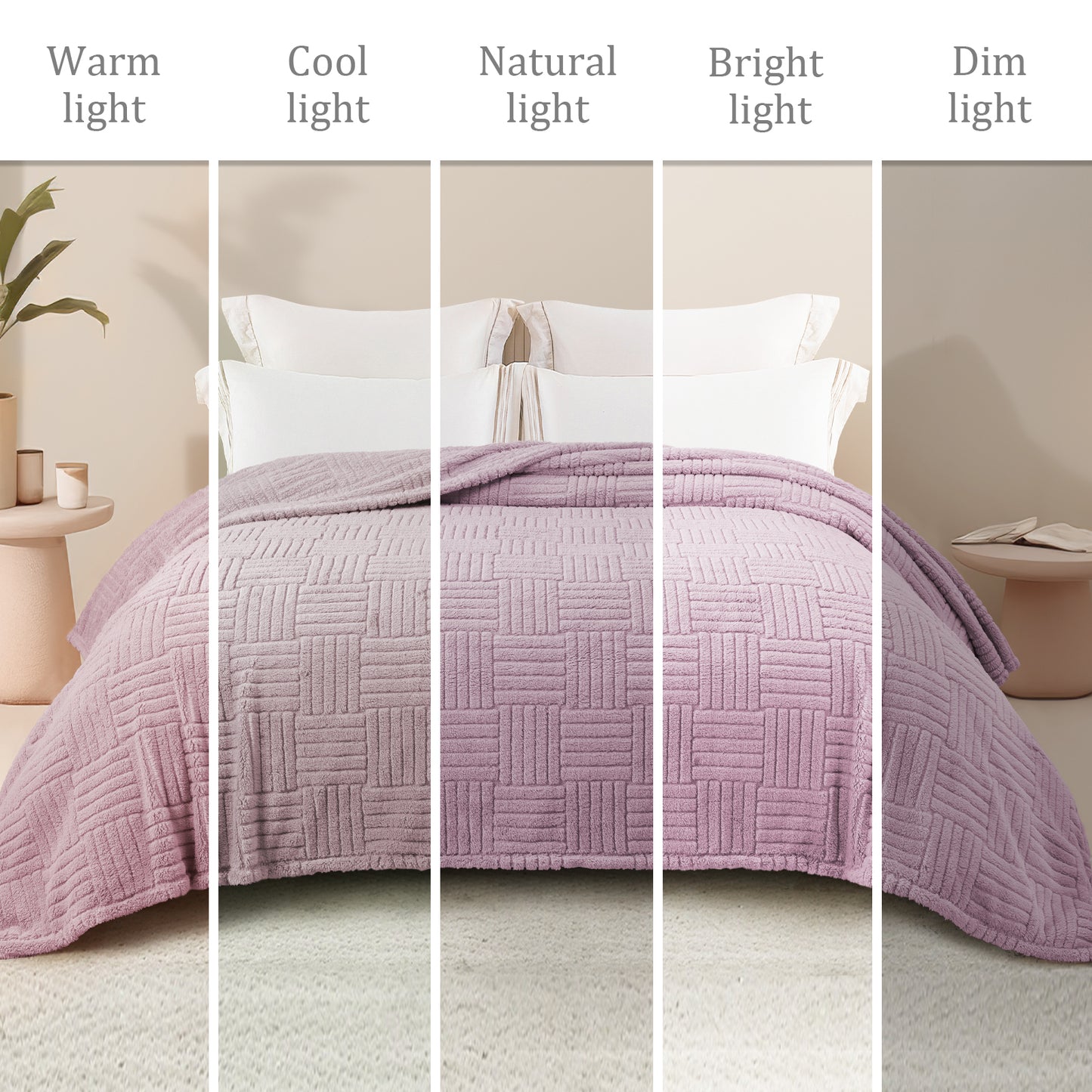 Whale Flotilla Fluffy Fleece Twin Size Blanket for Bed, Fuzzy Soft Cozy Exquisite Blankets with Decorative Jacquard Pattern for All Season, Warm but Lightweight, 60x80 Inch, Lilac