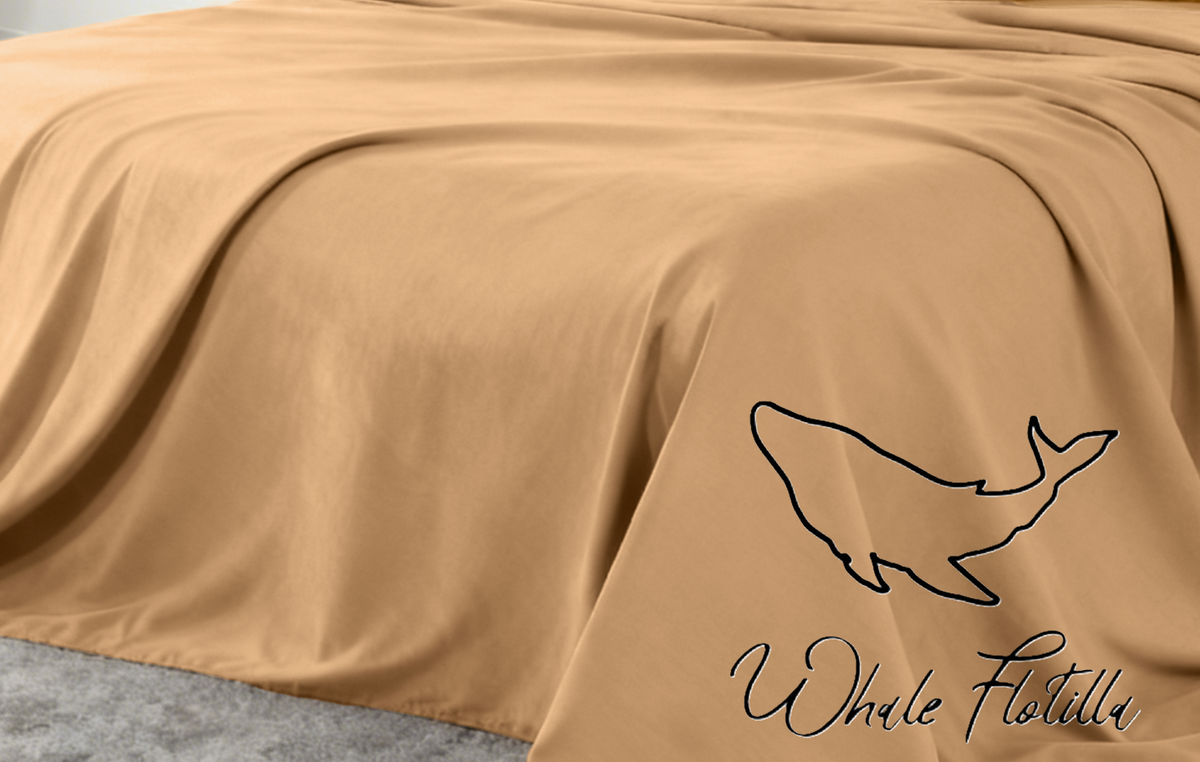 Whale Flotilla Queen Bed Sheet Set 3 Piece, Luxury Soft Microfiber Bedding, Camel Queen Size Sheets with Pillowcases, Breathable Wrinkle-Free Bed Linens for Bedroom