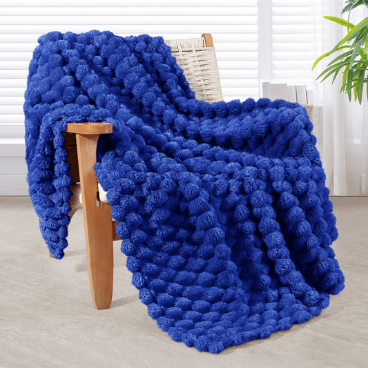 Whale Flotilla Throw Blanket for Couch with Expanded 3D-Jacquard Pattern, Fuzzy Soft Cozy Exquisite Blankets or All Season, Warm and Fluffy, 50x60 Inch,Blue