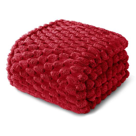Whale Flotilla Twin Size Blanket for Bed with Expanded 3D-Jacquard Pattern, Fuzzy Soft Cozy Exquisite Blankets or All Season, Warm and Fluffy, 60x80 Inch, Red