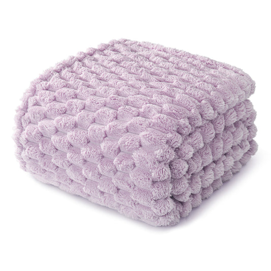 Whale Flotilla Twin Size Blanket for Bed with Expanded 3D-Jacquard Pattern, Fuzzy Soft Cozy Exquisite Blankets or All Season, Warm and Fluffy, 60x80 Inch, Lilac