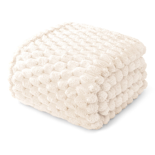 Whale Flotilla Twin Size Blanket for Bed with Expanded 3D-Jacquard Pattern, Fuzzy Soft Cozy Exquisite Blankets or All Season, Warm and Fluffy, 60x80 Inch, White