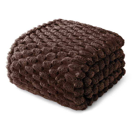 Whale Flotilla Twin Size Blanket for Bed with Expanded 3D-Jacquard Pattern, Fuzzy Soft Cozy Exquisite Blankets or All Season, Warm and Fluffy, 60x80 Inch, Coffee