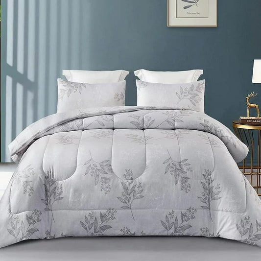 Whale Flotilla Twin Size Comforter Set with 1 Pillow Sham, Warm Down Alternative Comforter Printed with Floral Patterns, Soft and Comfortable Bedding Set for All Seasons, Grey?-