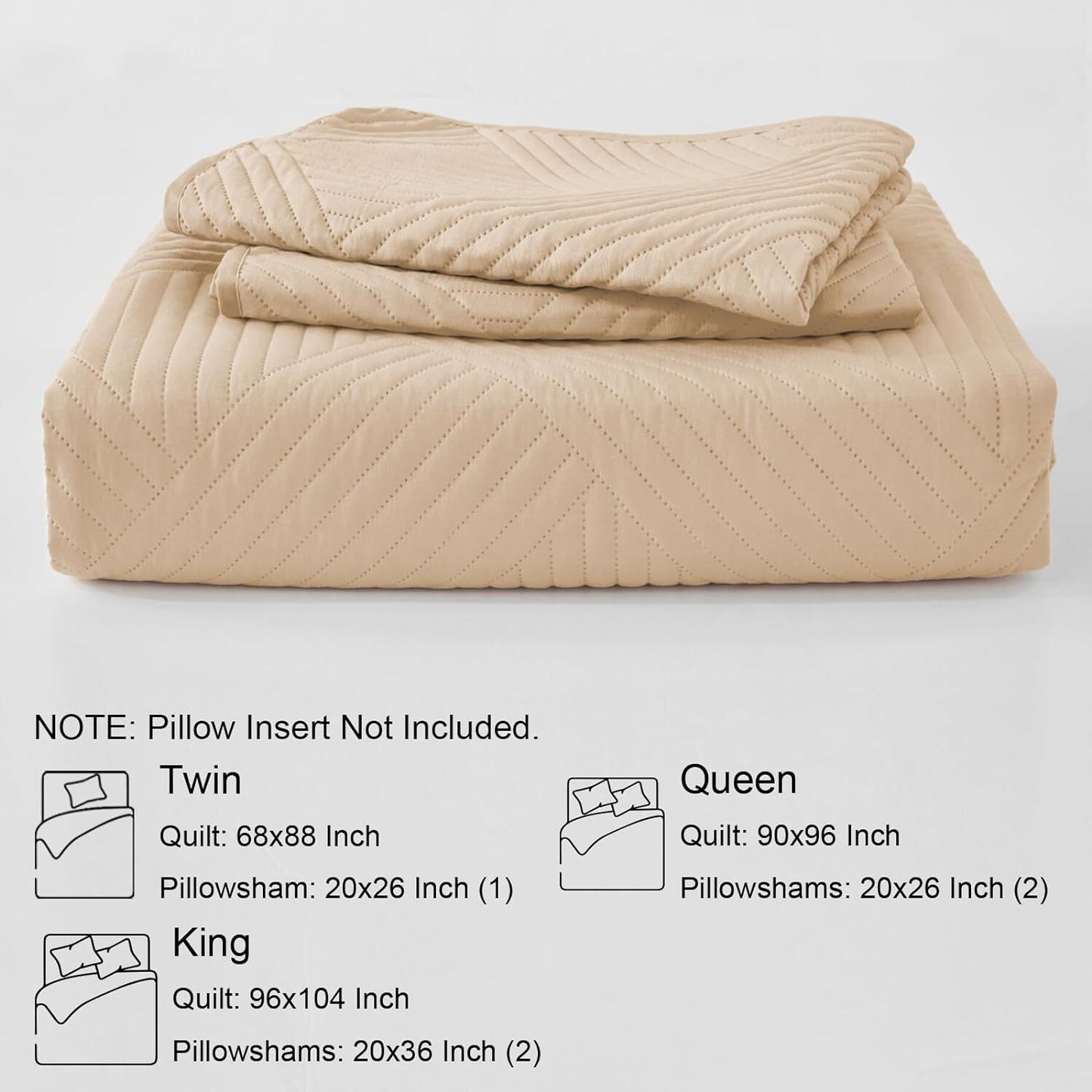 Whale Flotilla King Quilt Set, Soft Lightweight Quilts Bedspreads Coverlet with Embossed Pattern, Bedding Sets with 2 Pillow Shams, Reversible Bed Cover for All Seasons, 96x104 Inches, Camel