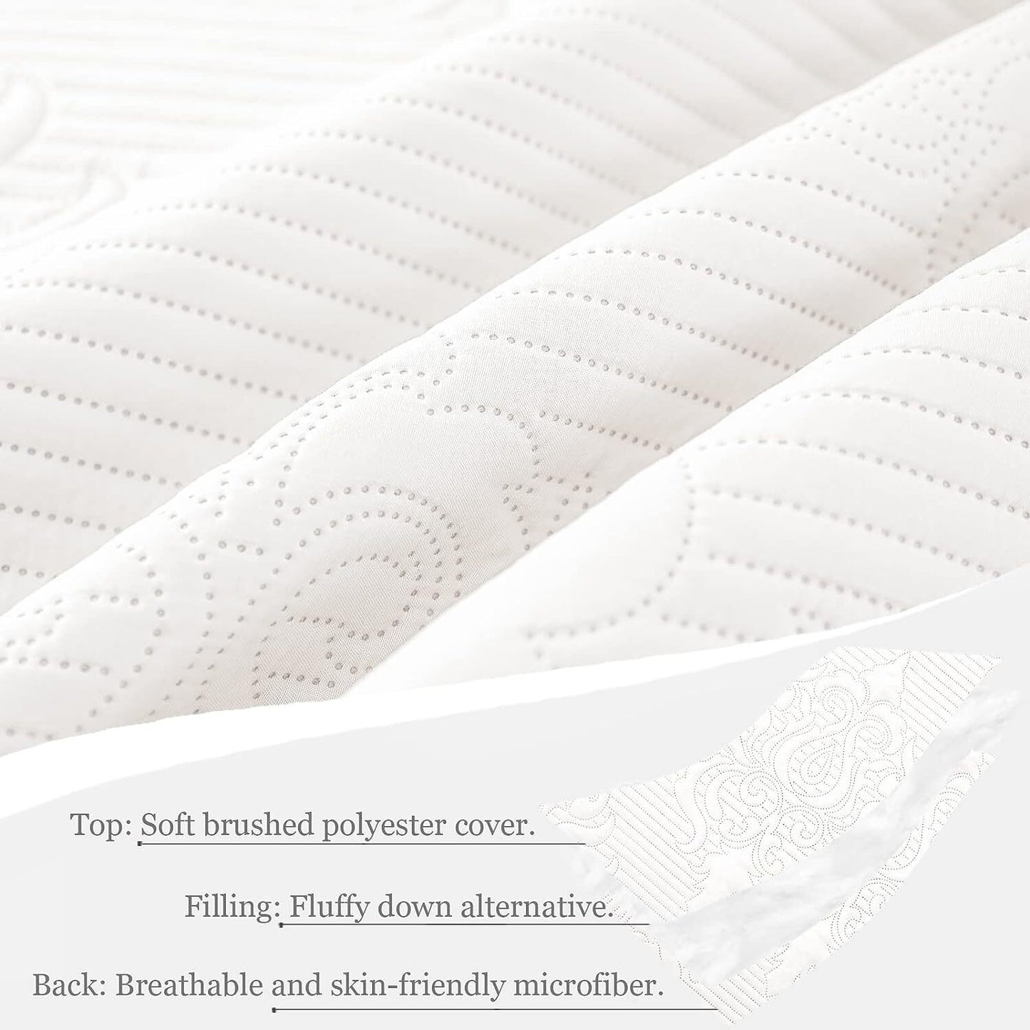 Whale Flotilla 2-Piece Twin Quilt Set, Soft Embossed Bedding Set, Lightweight Bedspread Coverlet with Damask Vintage Pattern, Reversible Bed Cover for All Seasons, Solid White