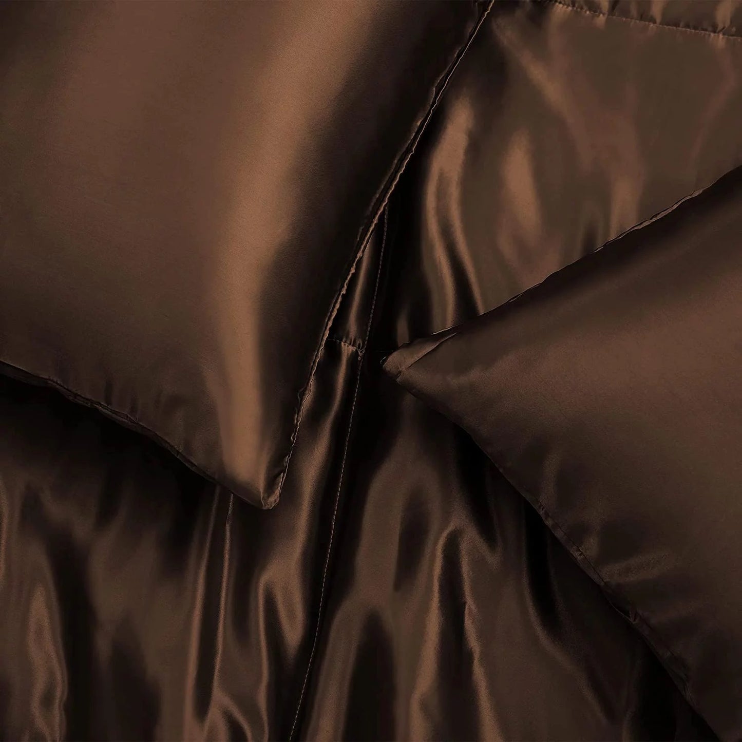 Whale Flotilla 3-Piece Reversible Queen Size Comforter Set/ Bedding Set, Soft Satin Comforter with 2 Satin Pillowcases, Lightweight Duvet Set for All Seasons, 88"X88", Brown