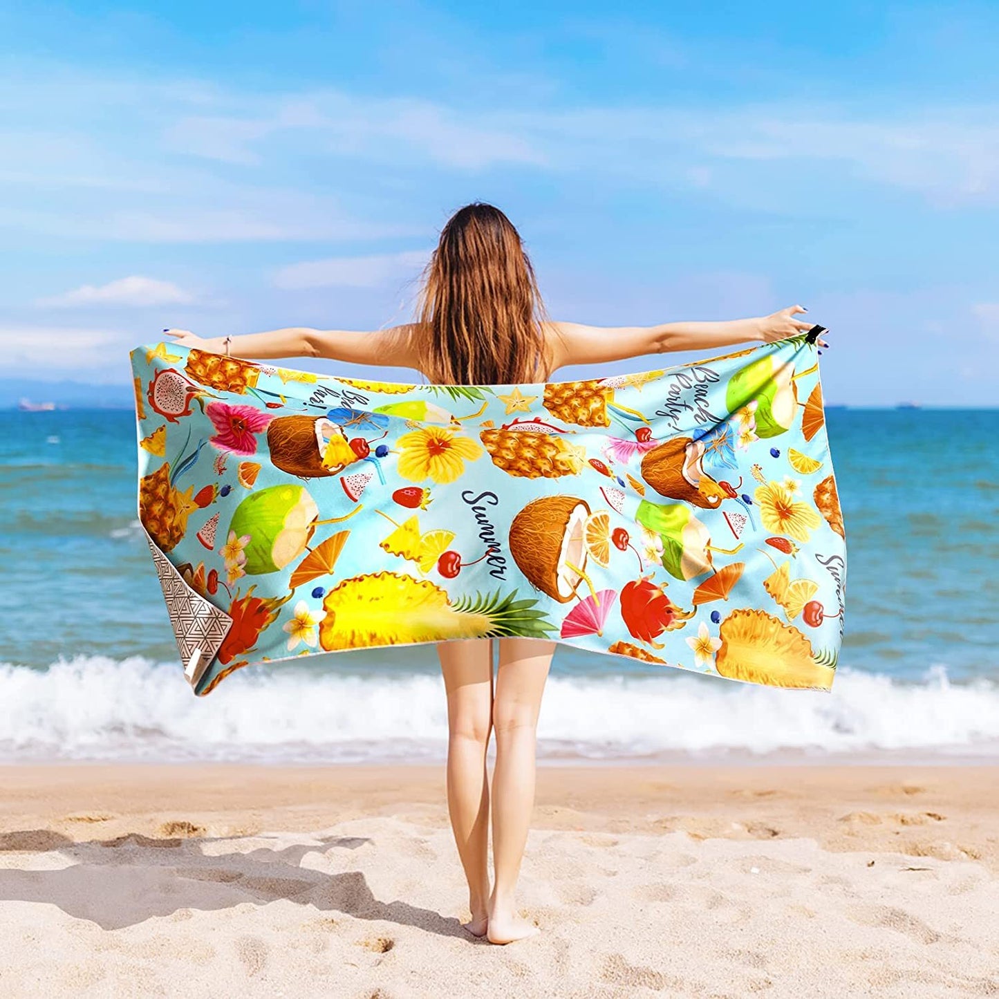 Whale Flotilla Fruit Quick Dry Beach Towel, Large Sand Free Pool Microfiber Beach Towels for Kids and Adults, Lightweight and Absorbent,30"x60", Fruit Mix